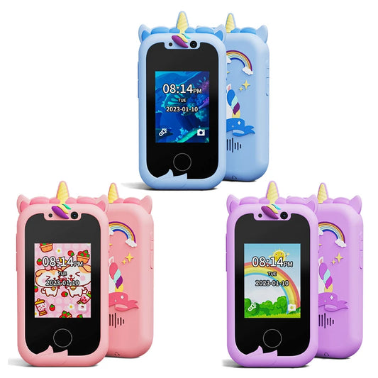 2.8 Inch Kids Smart Phone Touchscreen Dual Camera HD Photo Video Music Player Toys For Kids Unicorns Christmas Birthday Gift
