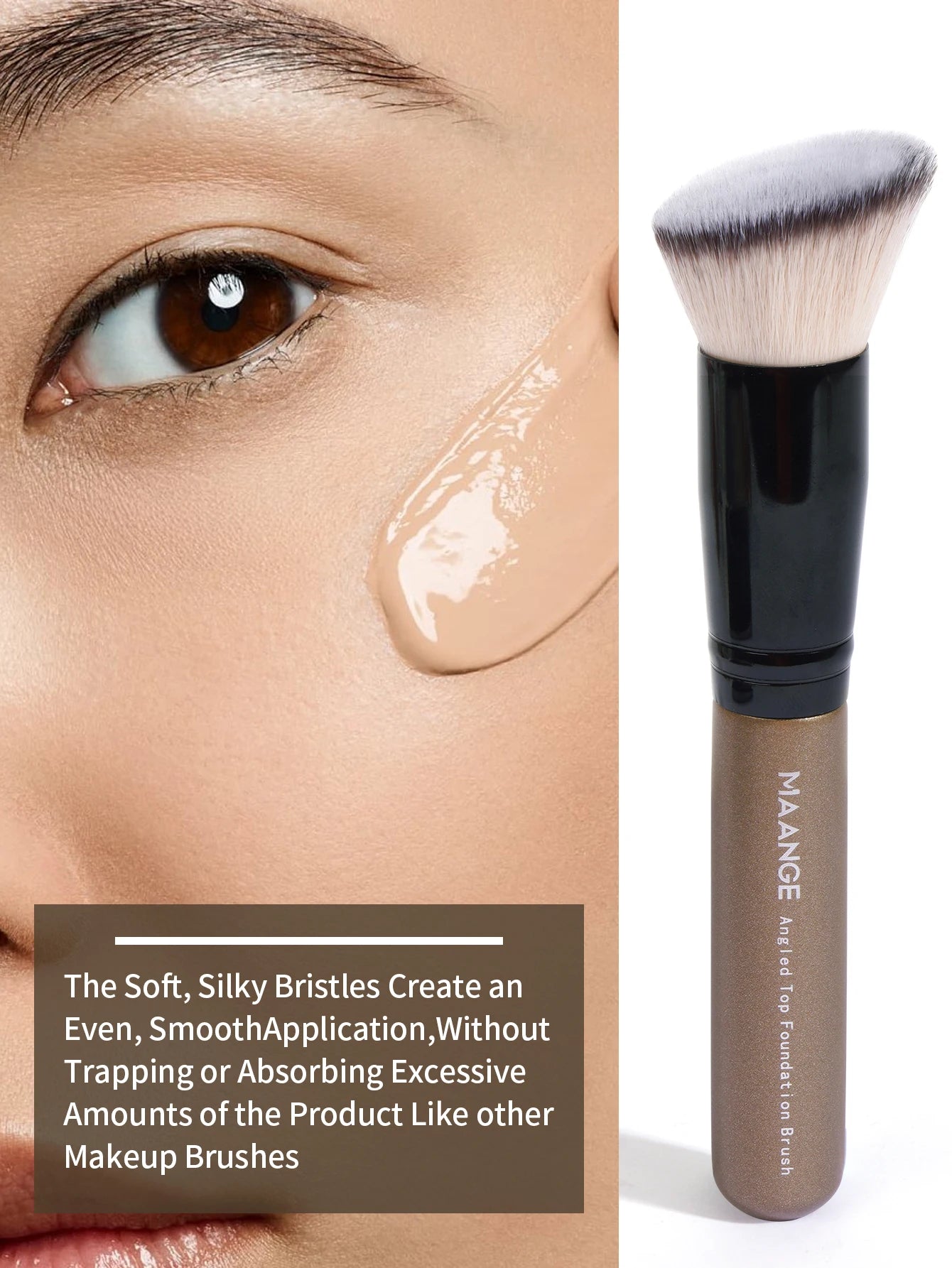 MAANGE 2pcs Foundation Makeup Brushes Paper Box Flat Head Oblique Head Makeup Brush Powder Blusher Portable Soft Brushes Makeup