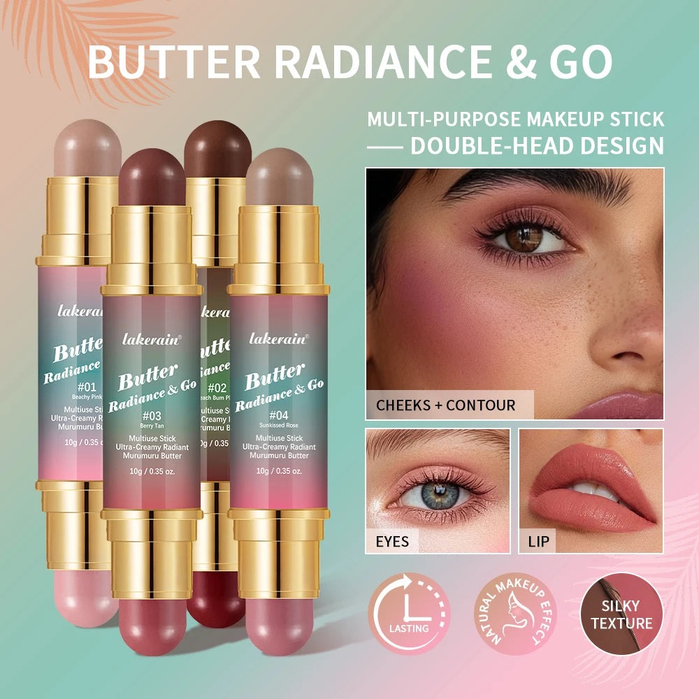 Physicians Butter Glow And Go Multiuse Stick Double Headed Bronzer Blush For Cheeks Eyes Lips Long Lasting Matte Glow Makeup