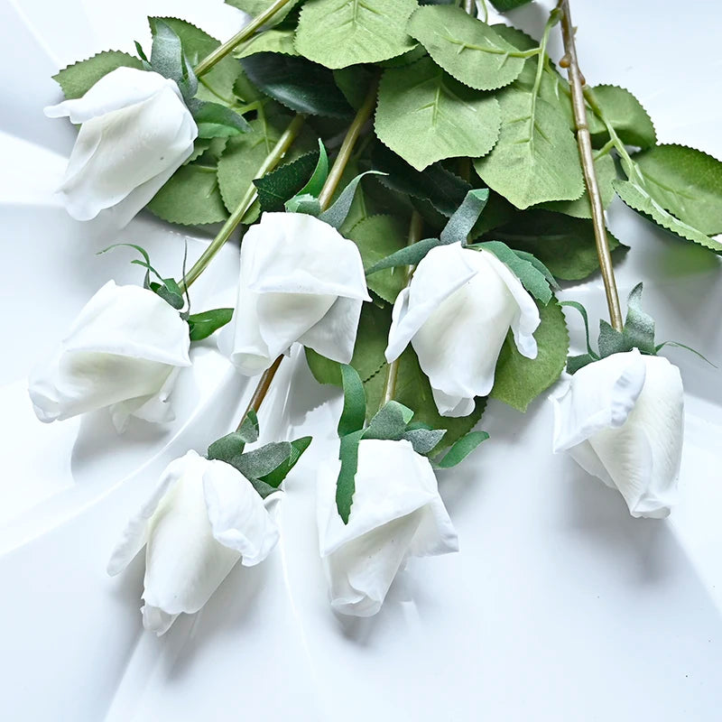 7 Pcs Real Touch Rose Branch Stem Latex Rose Hand Feel Felt Simulation Decorative Artificial Silicone Rose Flowers Home Wedding