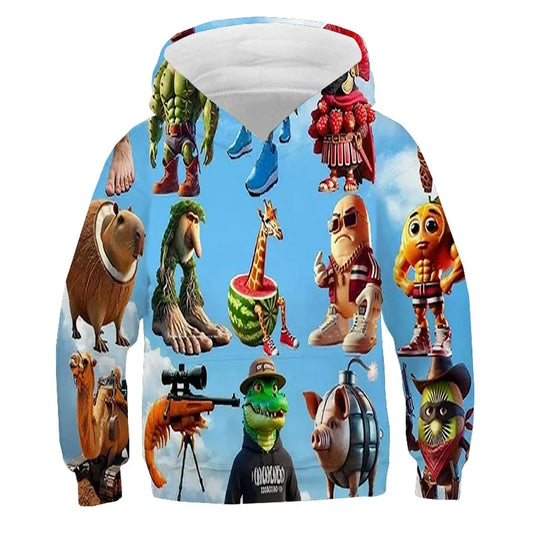 Italian Brainrot Shimpanzinni Bananini Casual Hoodie Tralalero Tralala Sweatshirt Teen Hoodied Sports Long Sleeves Vogue Hoodies