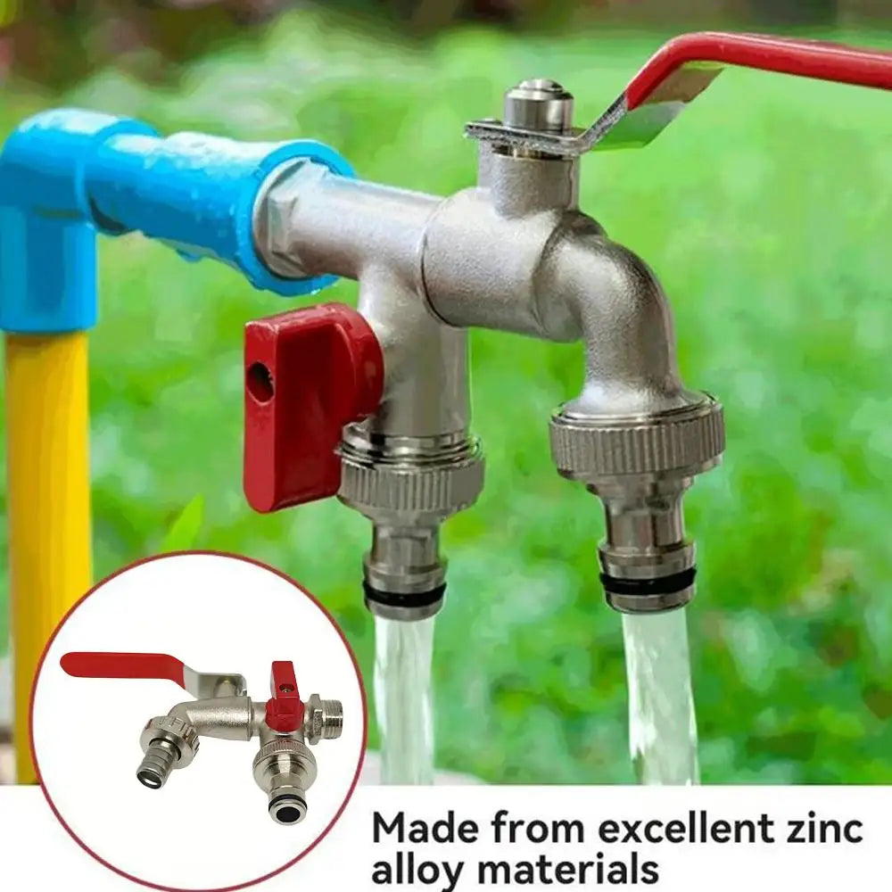 Industrial And Home Irrigation Zinc Alloy Garden Bibcocks 1 Inlet 2 Outlet Bibcock With Dual Nipple And Outdoor Balcony Faucet
