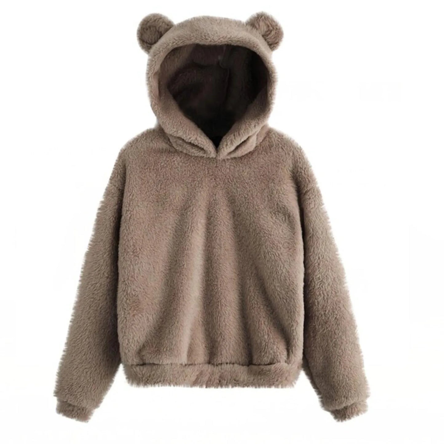 Autumn Women's Hoodies Long Sleeve Bear Ear Hood Sweatshirt Cute Plush Warm Casual Hoodie Tops Fleece Hooded Pullovers