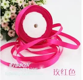 22m Long Pink Silk Satin Ribbon 10mm Wide Party Home Wedding Decoration Gift Wrapping Christmas New Year DIY Material Supplies
