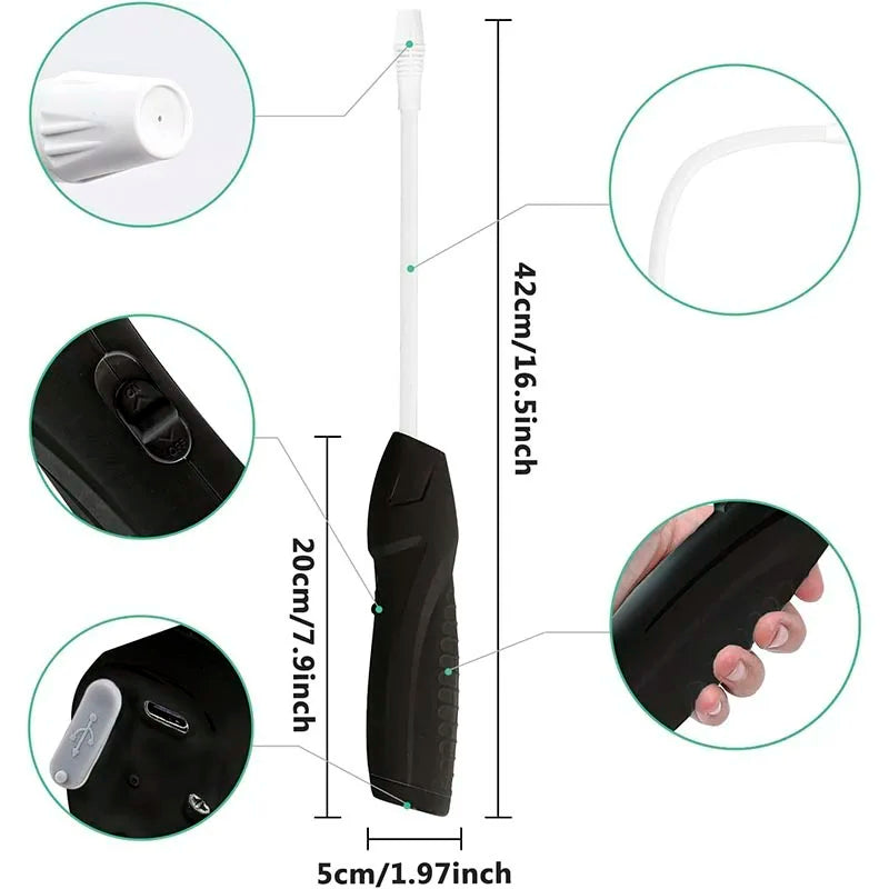 Electric Sprayer With Flexible Wand, Watering Spray Wand Rechargeable Portable Garden Sprayer With 2M Hose Plant Mister Sprayer