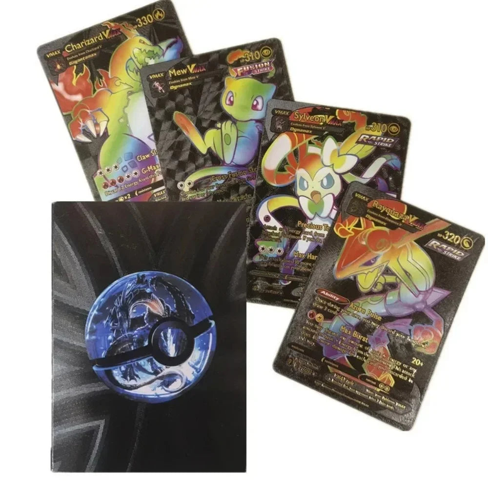 27-55Pcs Pokemon 3D Cards Colorful Shining English Spanish Vmax Gx Charizard Pikachu Trading Collection Battle Card Toys Gifts