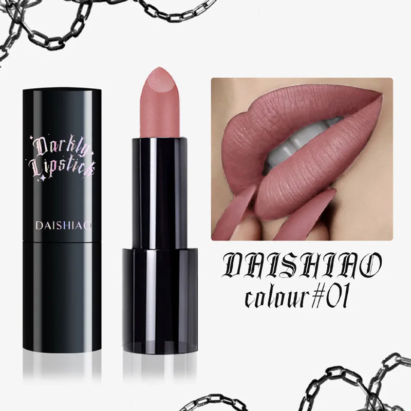 Black Dark Purple Matte Lipstick Halloween Makeup Waterproof and Long-lasting Dark Night Lipstick for Women Lip Cosmetics