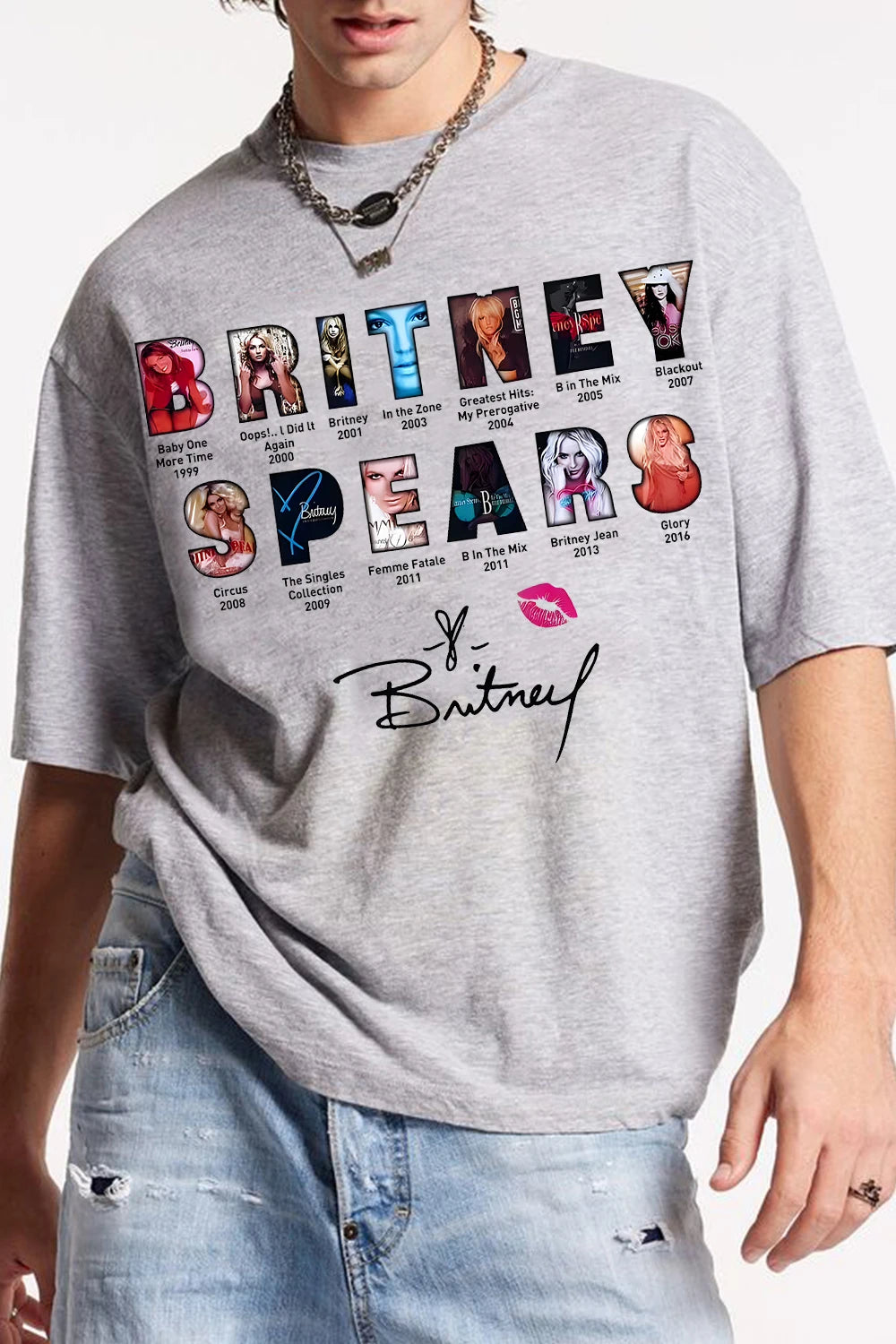 Britney Spears Men's Oversized Tee Shirt Vintage Street Hip Hop Y2k High Quality T-Shirt Cotton Streetwear Female Male Clothing