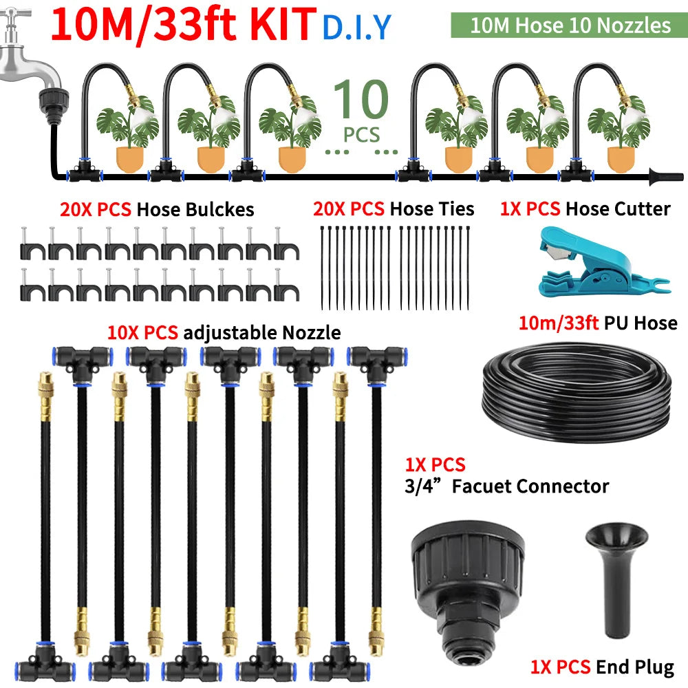 DIY Free Bending Universal Spray Kit For Greenhouse Garden Flowers Plant Watering Irrigation Patio Misting Cooling System