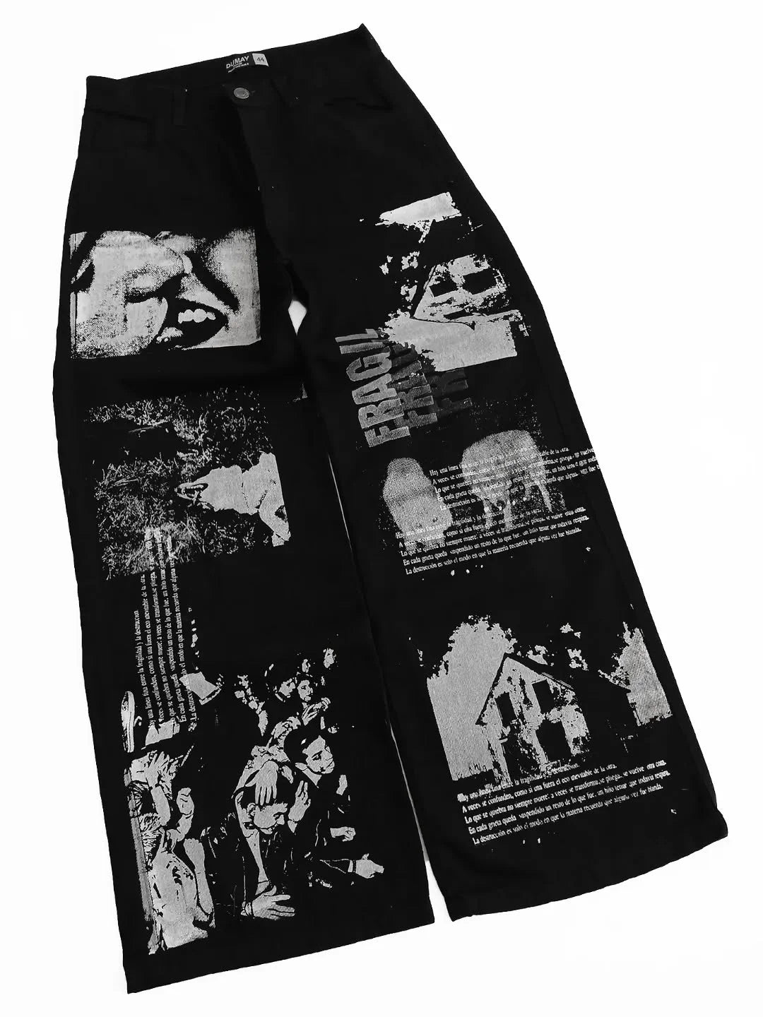 European and American hip-hop classic black straight leg loose jeans men's new Y2k high street design low waist wide leg pants