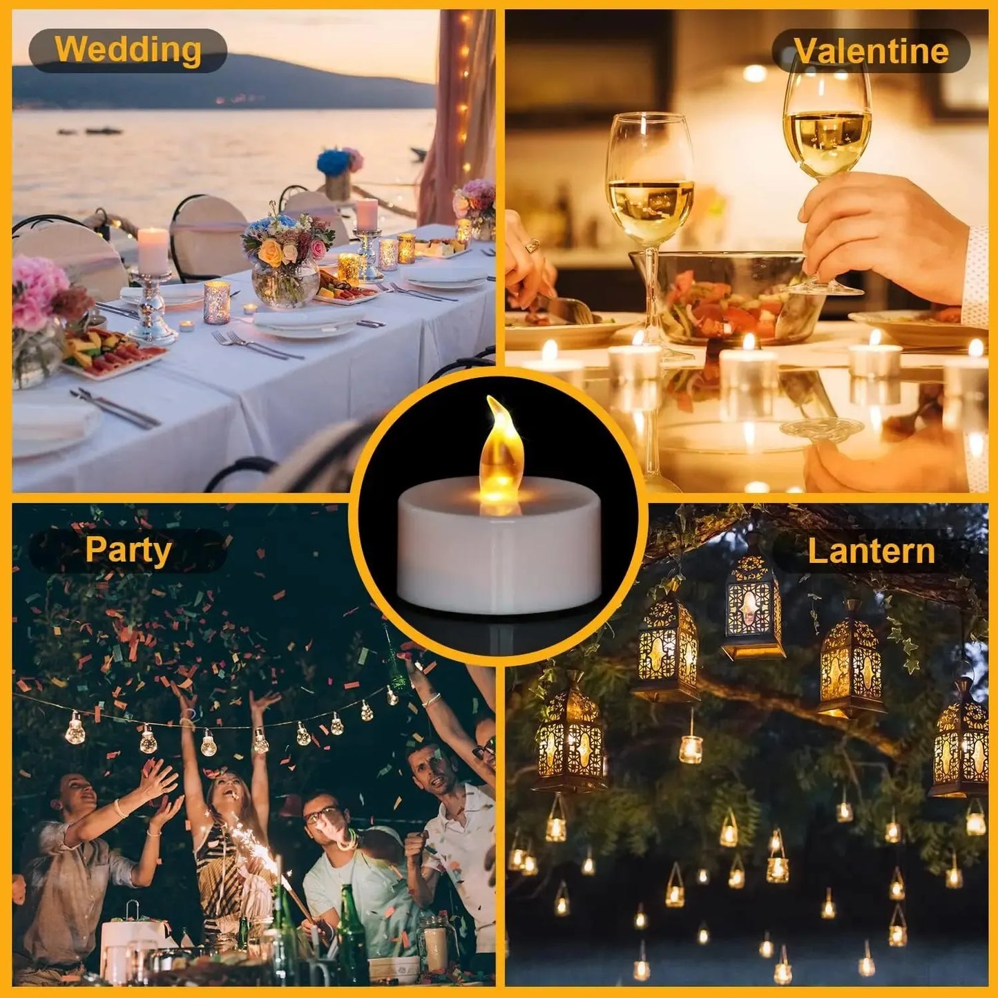 Candlium 12 Pack Warm Yellow LED Flameless Tea Light Candles 200+ Hours Battery Powered Perfect For Wedding Anniversary Decor