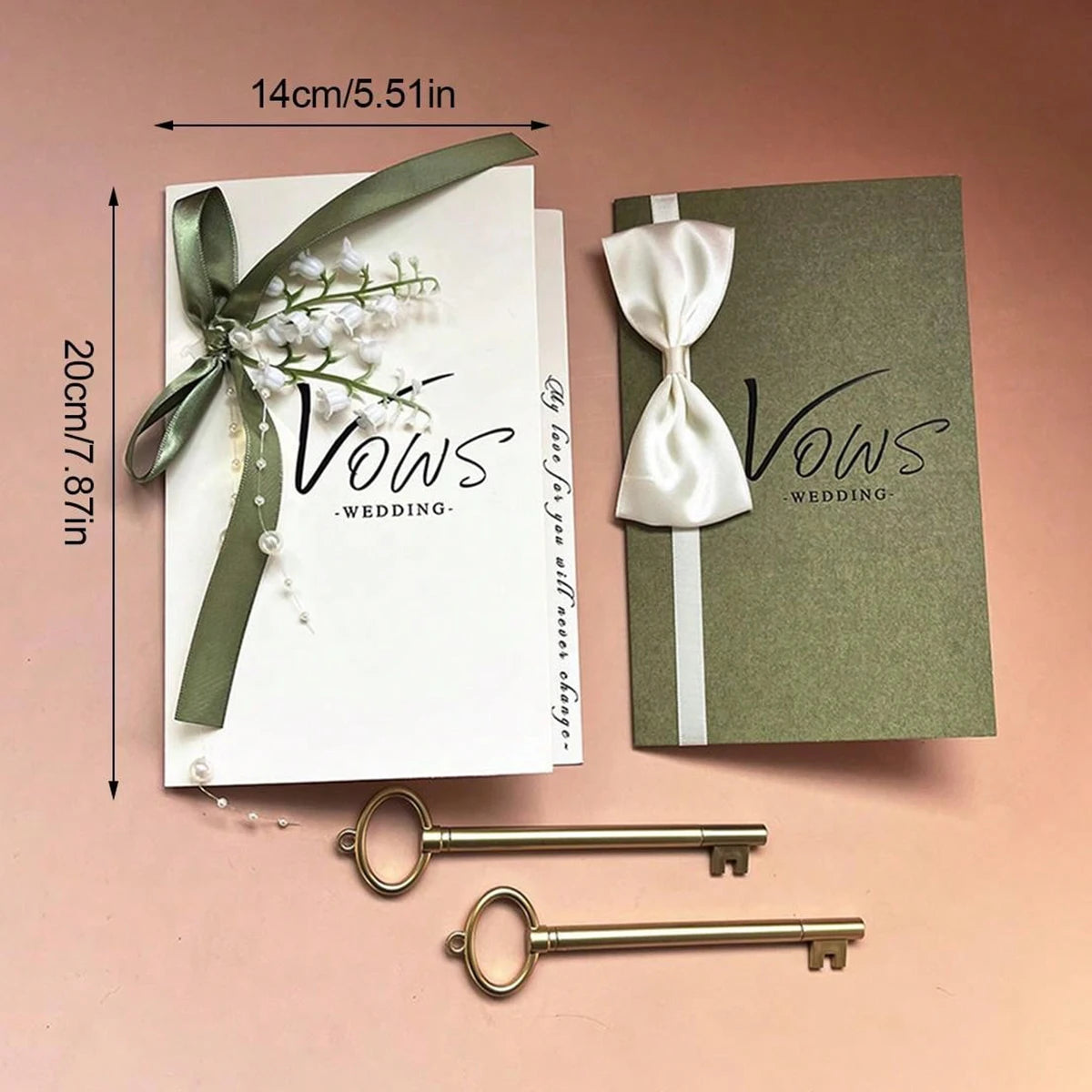 Wedding Vow Book Set, Minimalist Design for Couple, Green & White, Wedding Keepsake with Vows & Declarations, Bestseller