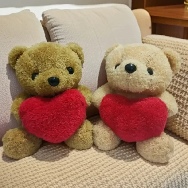 1/3/6PCS 20cm Heart Teddy Bear Plush Cuddly Stuffed Animal Holding Heart for Valentine's Day Christmas Gift Giving