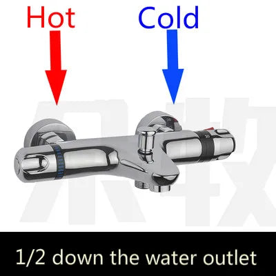Brass Intelligent Thermostatic Shower Faucet Concealed Hot and Cold Water Mixing Valve Temperature Control Valve  Chrome Plated