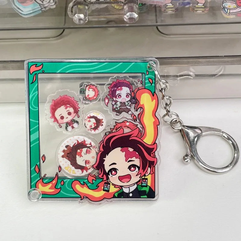 Demon Slayer Kamado Tanjirou Kamado Nezuko Tomioka Giyuu Anime Cartoon Peripherals Shake Pendant Gift Creative Backpack Keychain
