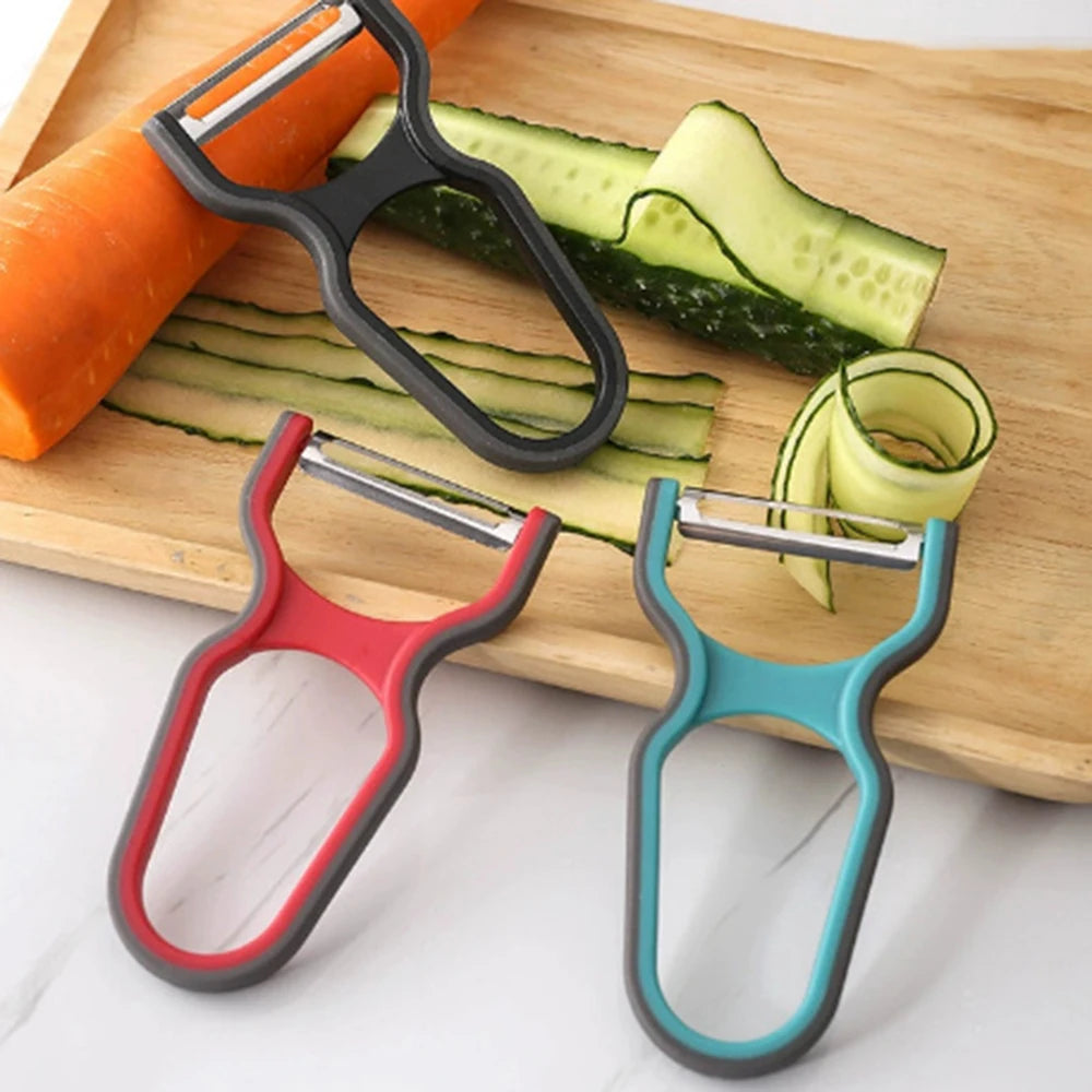 3Pcs Stainless Steel Multi-Function Potato Peeler Fruit Vegetable Chopper Mini Spud Slicer Grater Set Random Color Kitchen Tools