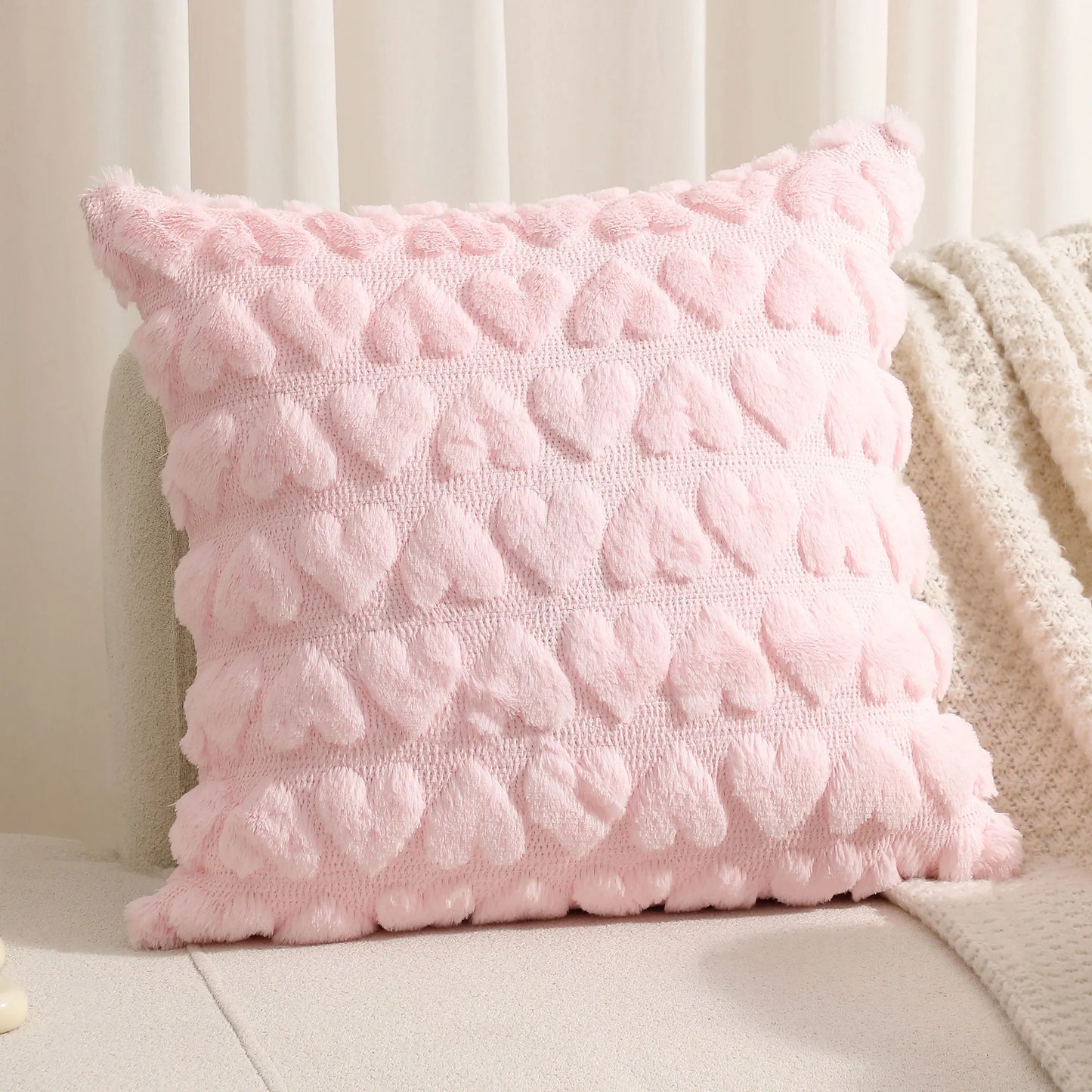 Multi-size Pink Love Quilted Throw Pillow Cover Ultra Soft Plush Cushion Covers Living Room Sofa Valentine'S Day Home Decoration