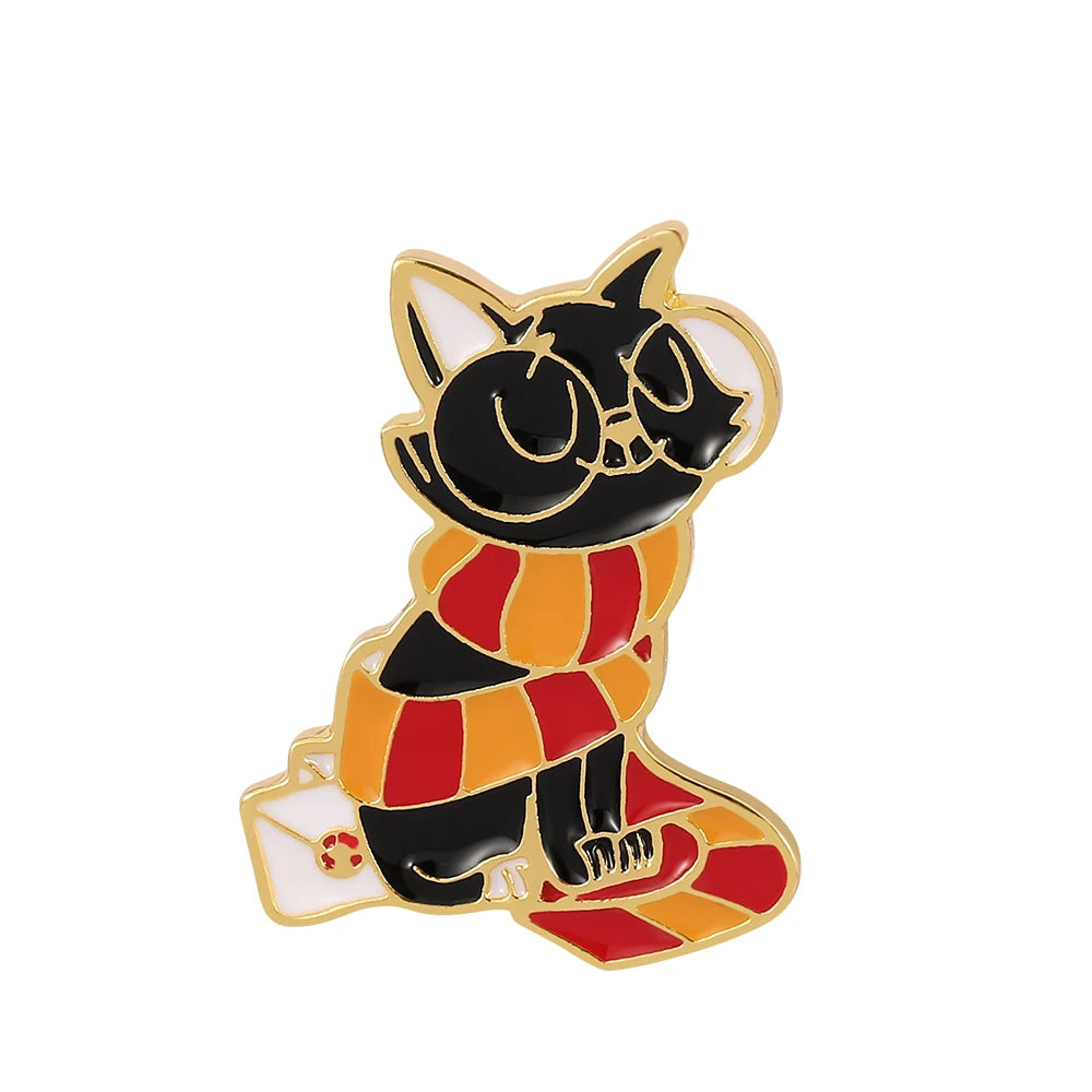 Kawaii Harry Potter Wizard Cat Brooch Fashion Metal Enamel Lapel Pin Clothing Backpack Bagde for Women Party Gifts Accessories
