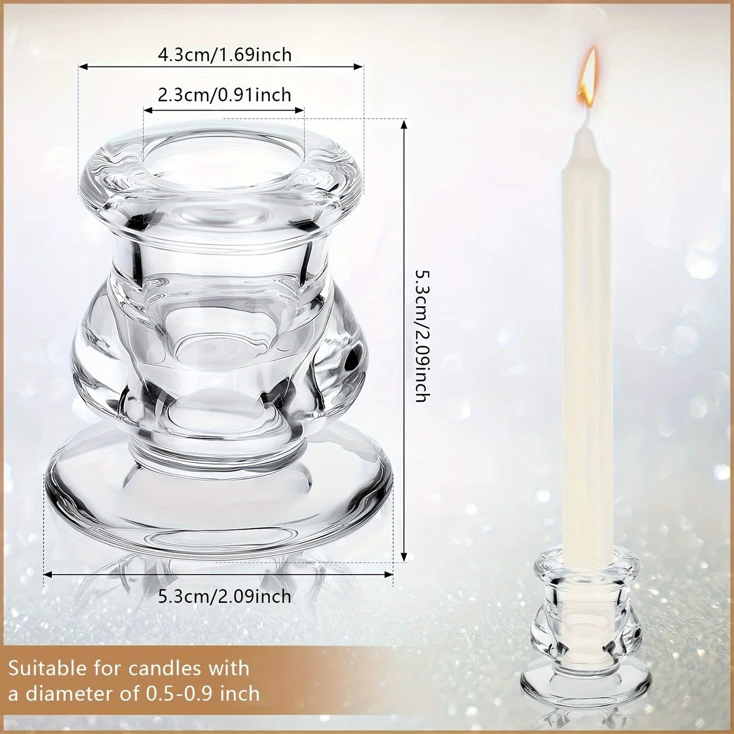 20pcs Glass Candle Holder, Clear Taper Candle Stand Wedding Glass Candle Holder, Wedding Decoration, Christmas Halloween Decoration