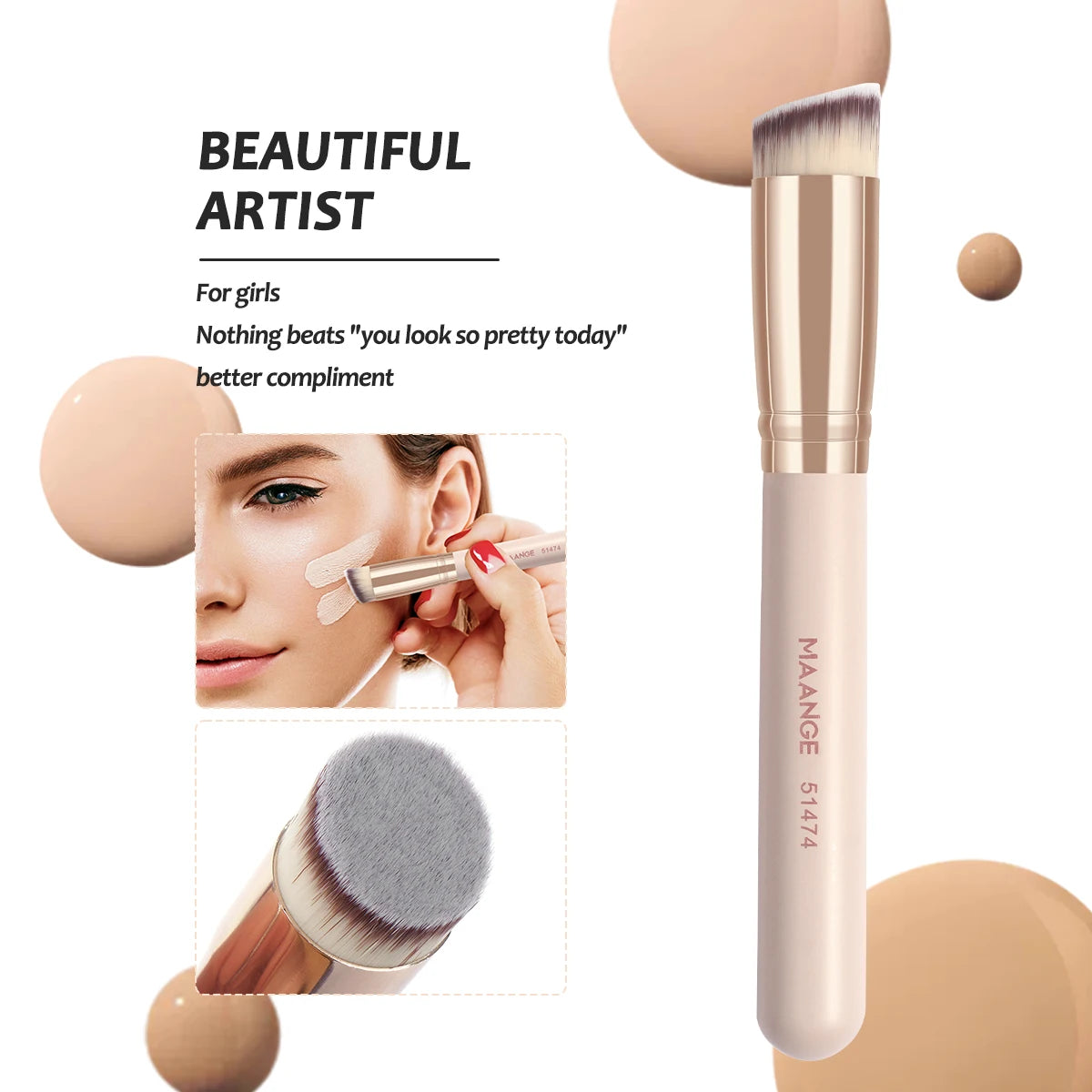 MAANGE 8pcs Makeup Brush Set Including Powder Blusher Foundation Makeup and Contour Brush Portable Travel Set for All Skin Types