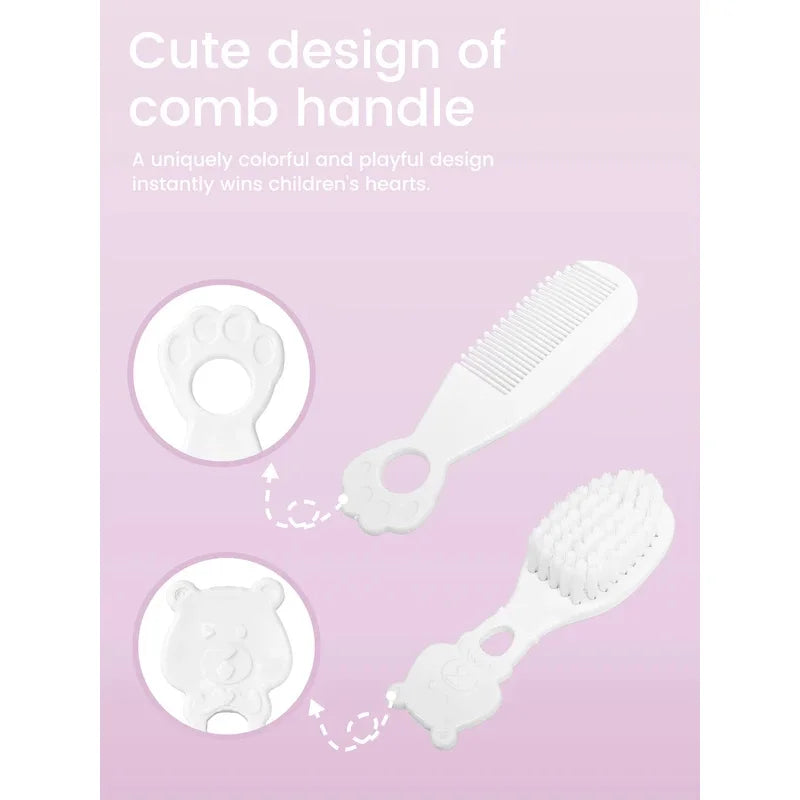 Baby Grooming Kit Baby Care Set BPA Free Cute Design Comb Brush Nail Clippers Scissors Safe Newborn Infant Grooming Tools
