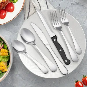 24 pcs flatwar‌ Stainless Steel Tableware Set 24 Pieces 4 Person Cutlery Set with Steak Knives Dinner Fork Spoon  for Home Part