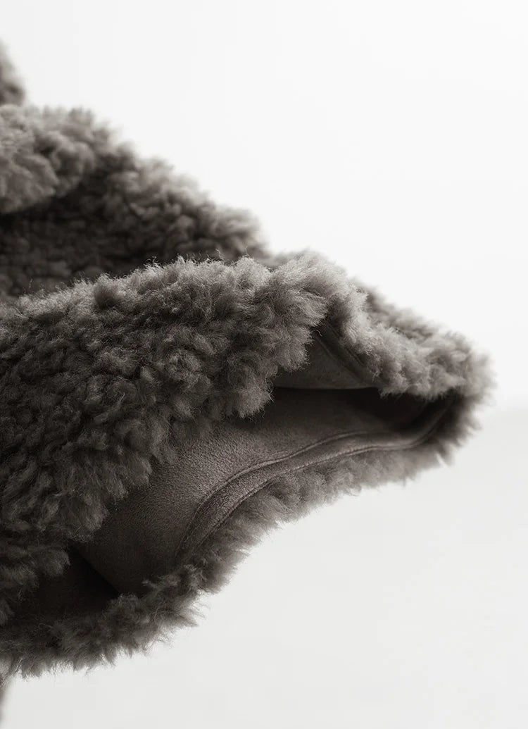 Teddy Style 100% Wool Coat ~ Women's Short Lazy-Style Jacket Loose Top Autumn and Winter New Model 2025 Faux Fur