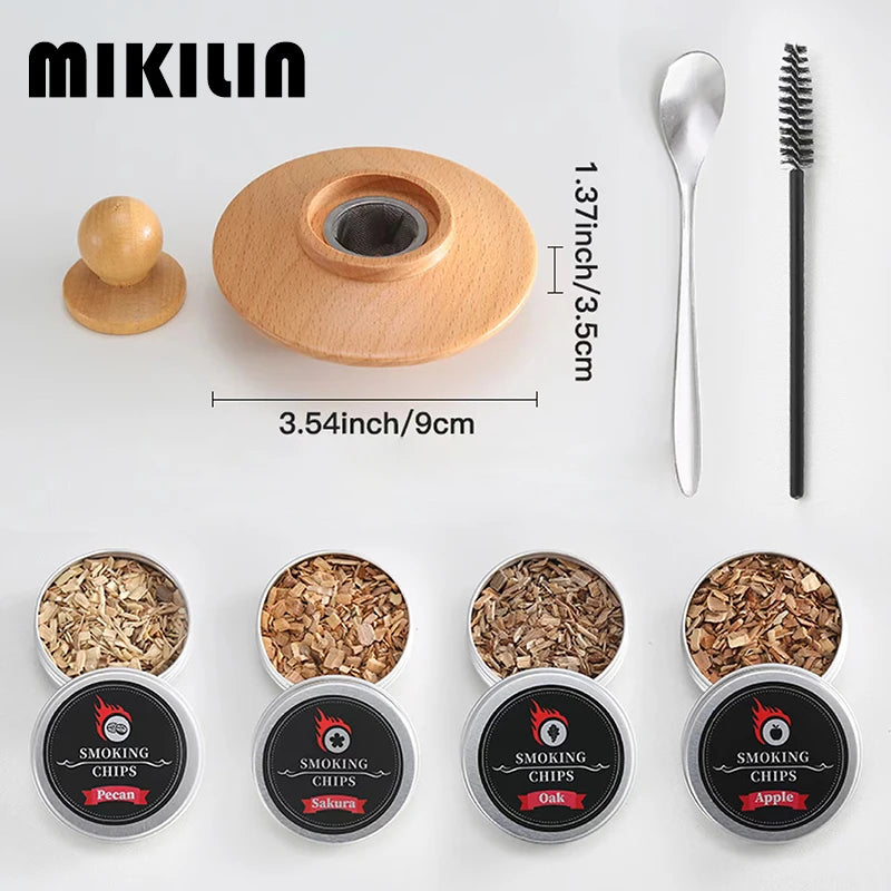 Whiskey Smoker Kit Wooden Smoked Wood Hood For Drinks Cocktail Smoker Wood Chip Infuser Set Kitchen Bar Accessories Tools