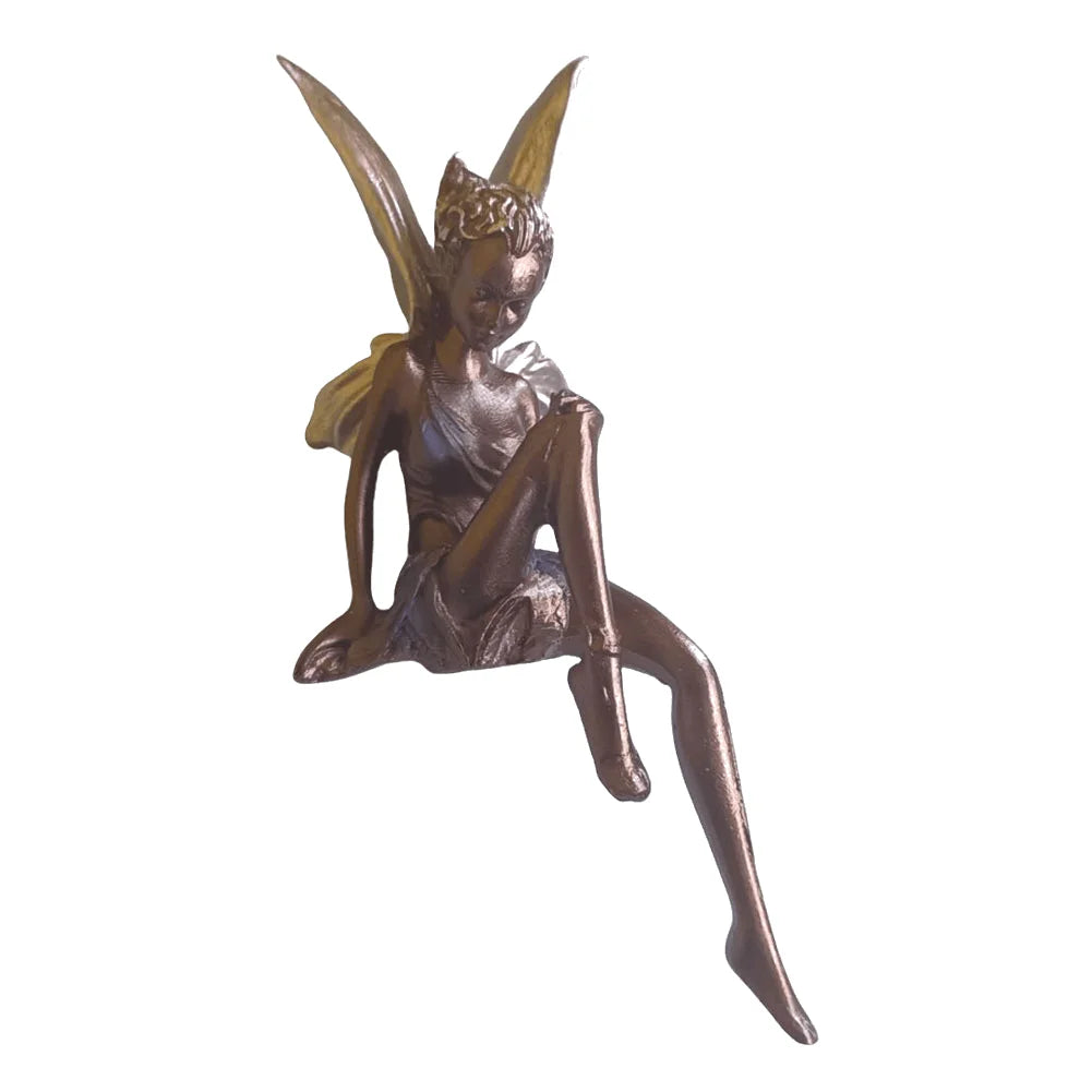 Flower Fairy Sculpture Garden Landscaping Yard Art Ornament Resin Turek Sitting Statue Outdoor Angel Figurines Craft Decoration