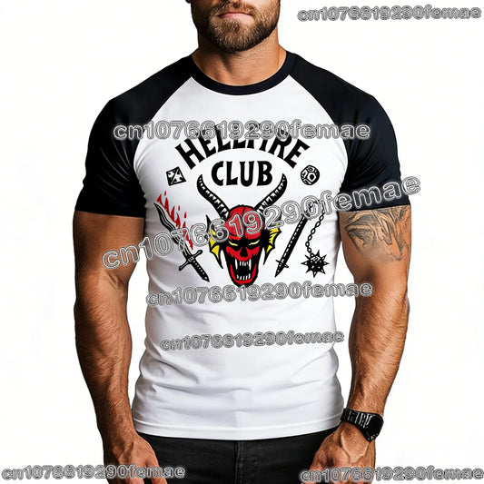Hellfire Club Monster O-Neck Graphic Short Sleeve T-shirt for Men & Women Summer Streetwear Comfortable High-Quality Top