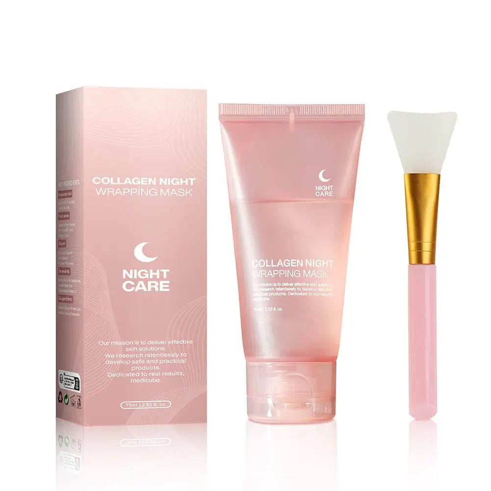 75G Collagen Overnight Wrapping Peel Off Facial Mask Korean Collagen Night Wrapping Mask Deeply Hydrates Night Care Mask Cream