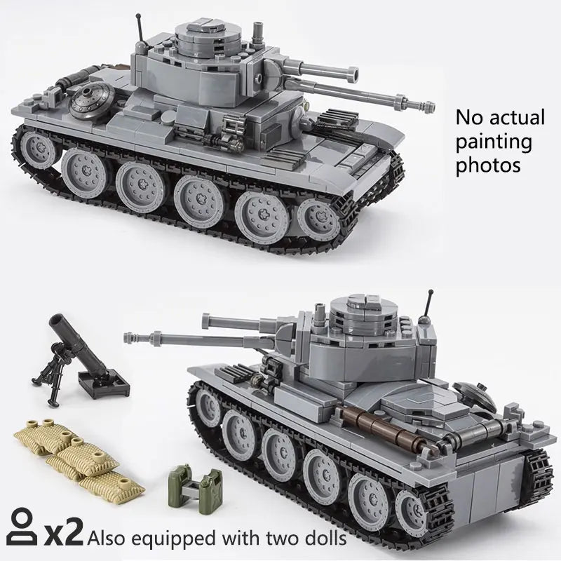 502PCS LT-38 tank building blocks, armored vehicle puzzle toy assembly models, handmade DIY room decorations, boys' gifts