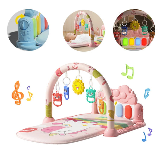Baby Pedal Piano Baby Activity Gym Rack Early Education 0-36 Months Toys Newborn Music Piano Keyboard Crawling Blanket Play Mat