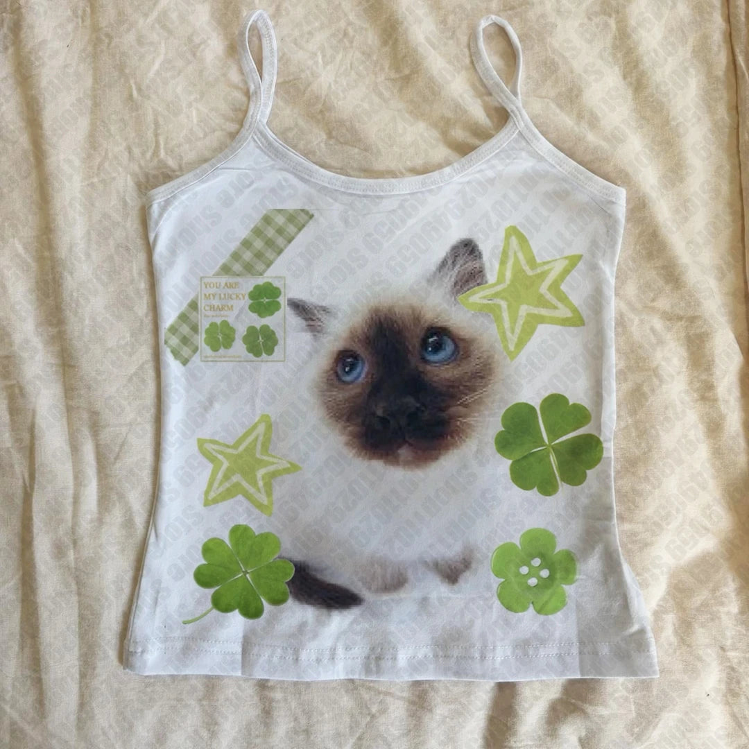 2000s Y2k Clothes Graphic Print Grunge Crop Tops Vintage Letter Slim Crop Tops Camisole Female Clothing Tank Tops Punk Baby Tees