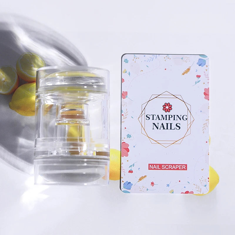Nail Stamper Scraper With Cap Set Nail Templates Stamp For Stamping Polish Printing Manicure Nail Art Stamp Tool Jelly Silicone