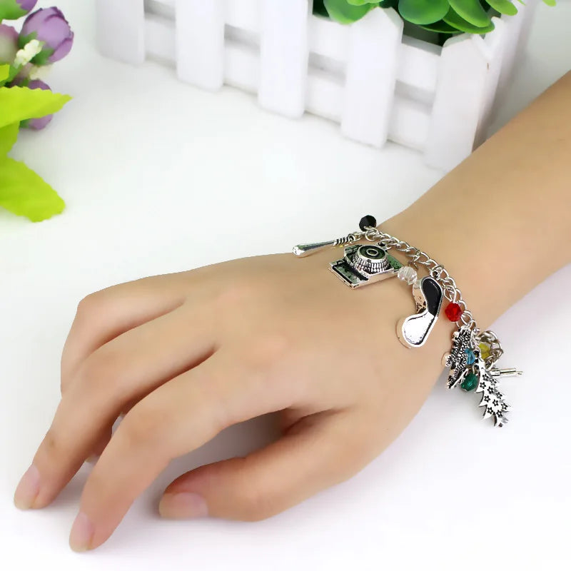 Anime Stranger Things Charm Bracelets Handmade Enamel Pendant Cartoon Bracelet Jewelry Accessories for Woman Cosplay Gifts