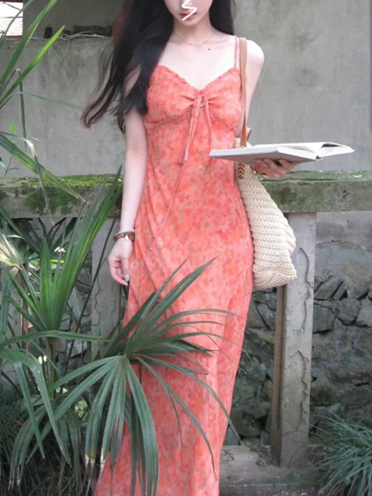 Summer New Seaside Vacation Women Dress Fashion Chiffon Sleeveless Dresses Female Chicly Sweet Elegant Ladies Woman Dress