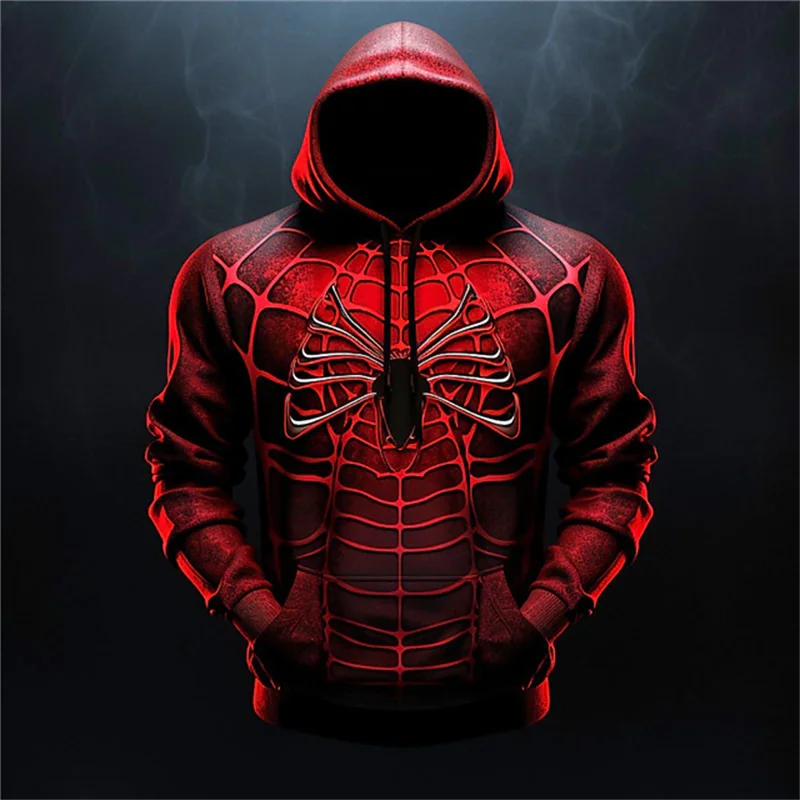 Autumn Fashion Sweatshirts For Men 3D Print Spider Pattern Leisure Cosplay  Oversized Hoodie Hip Hop Trend Harajuku Streetwear