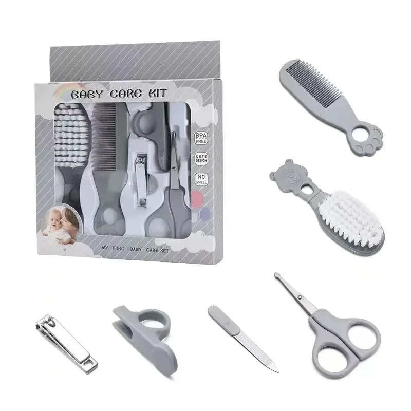 Baby Grooming Kit Baby Care Set BPA Free Cute Design Comb Brush Nail Clippers Scissors Safe Newborn Infant Grooming Tools