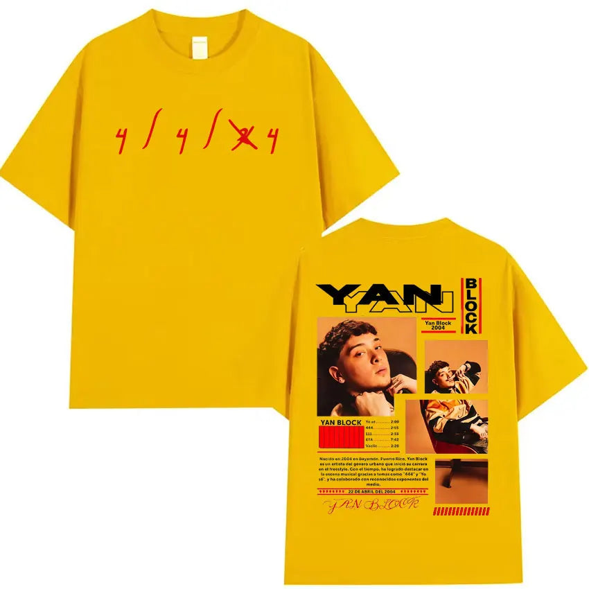 Rapper Yan Block Carlos Yandre Album Tour 2025 Pop Graphic T Shirts Men's Hip Hop Gothic High Quality Cotton T-shirts Streetwear