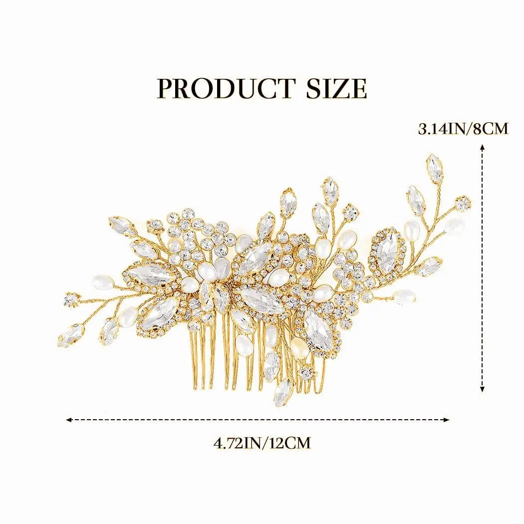 Elegant Wedding Hair Combs Jewelry Wedding Dress Headdress Gold/Silver Color Hair Combs Women Girls Bridal Tiara Headband