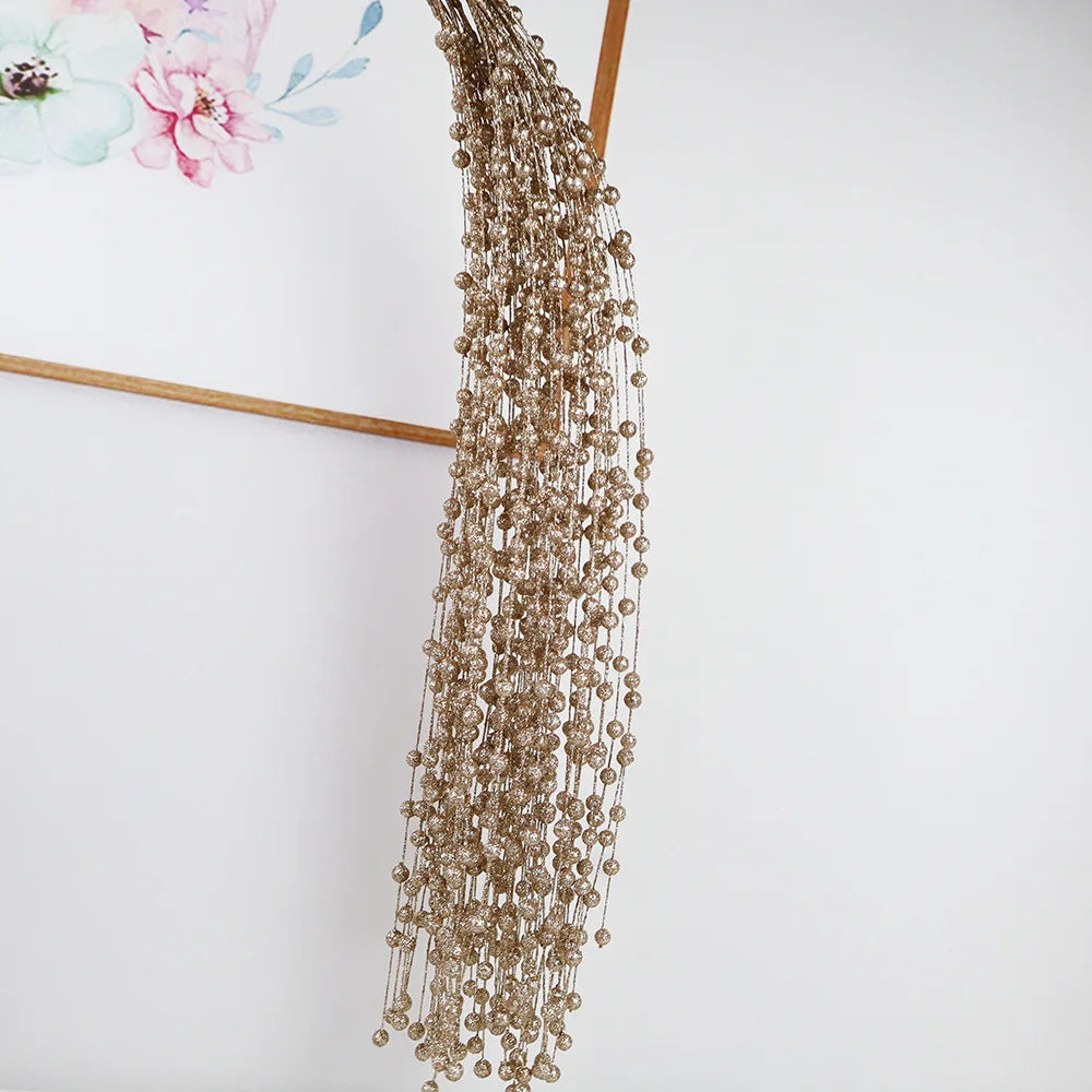 Glitter Stem Branch for Christmas Tree Decoration, Artificial Flowers, Golden Powder, Hanging Vine, Xmas Decor Supplies
