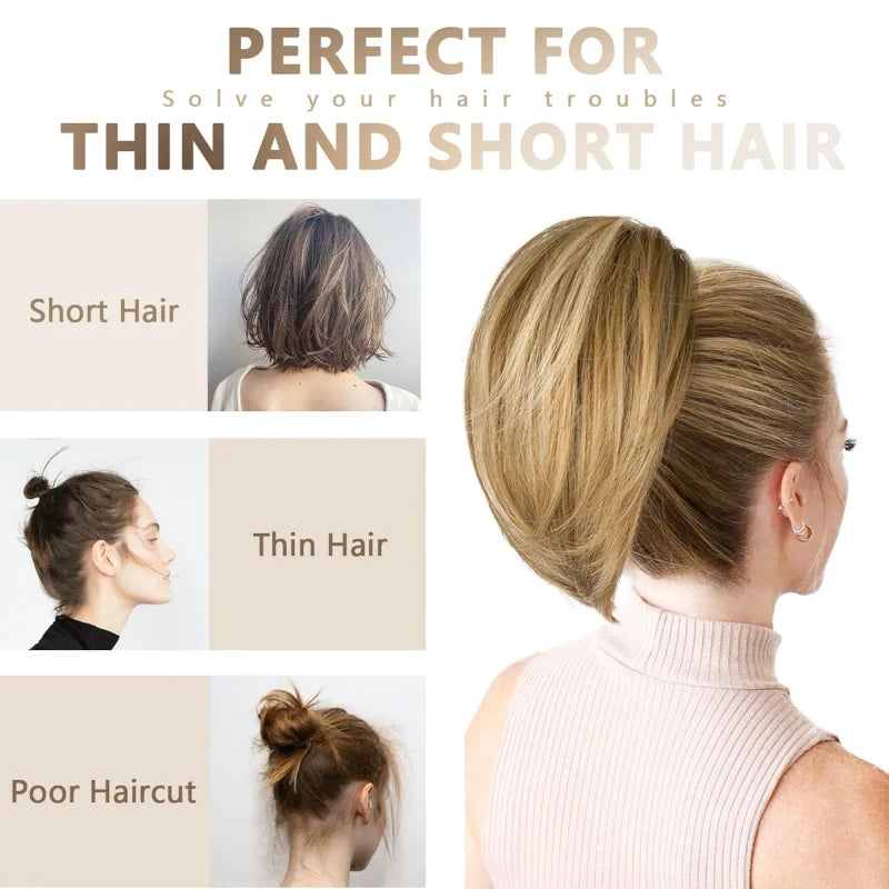 Claw-Clip Ponytail Extension For Women - Short Straight Synthetic Hair Extension, Clip-In Ponytail Extension For Every Occasions