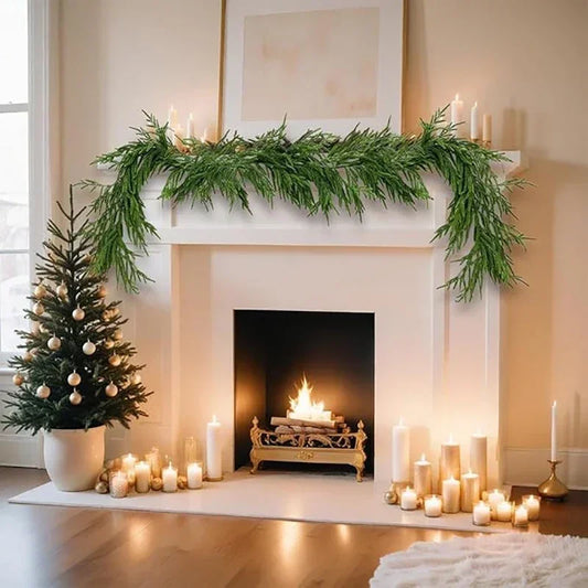 1.5/1.8/2.7 Meter Cypress Garland Christmas Pine Tree Decoration Emulate Norfolk Tree Leaves Home Christmas Fireplace Decoration