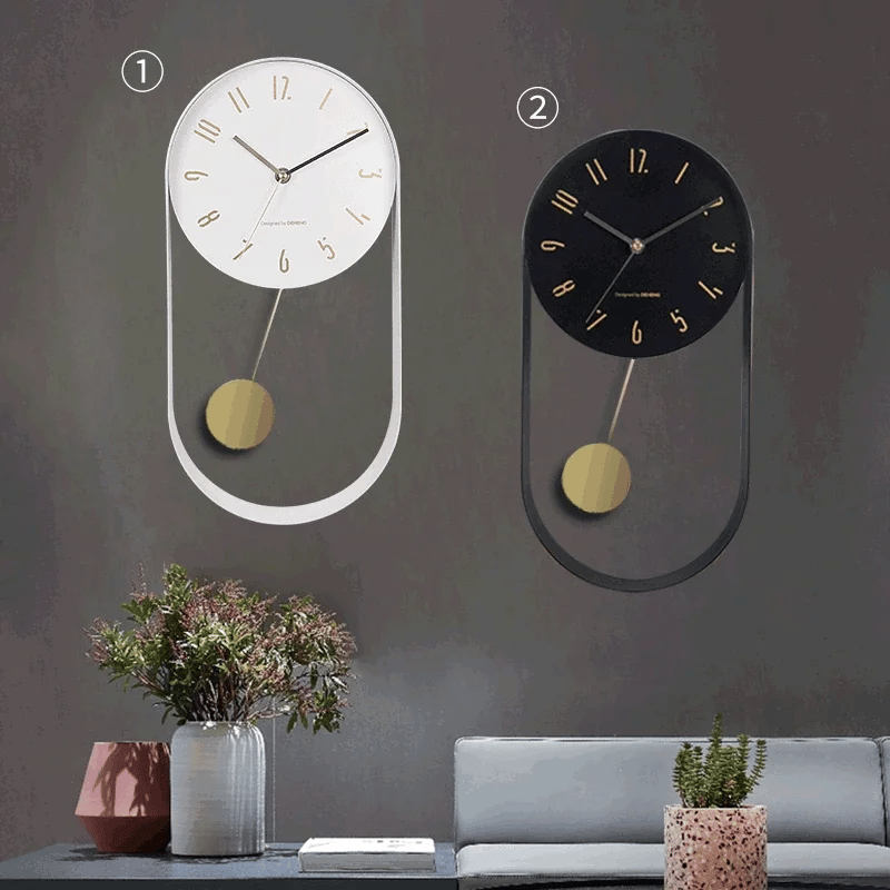 Bedroom Living Room Modern Decoration Single Pendulum Battery Driven Non Ticking Swinging Wall Clock
