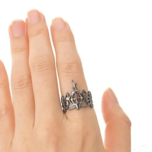 New Pokemon anime peripherals Dratini Gengar 925 silver ring fashionable cartoon accessories niche Christmas gifts for couples