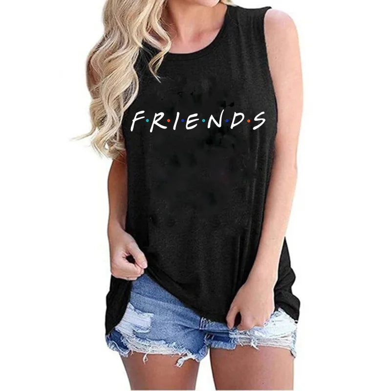 2000s Mange Tank Tops Women Friends Graphic Gothic Tshirt Friends Tv Show Y2k Vest T Shirt Funny Fashion Harajuku T-shirt Female