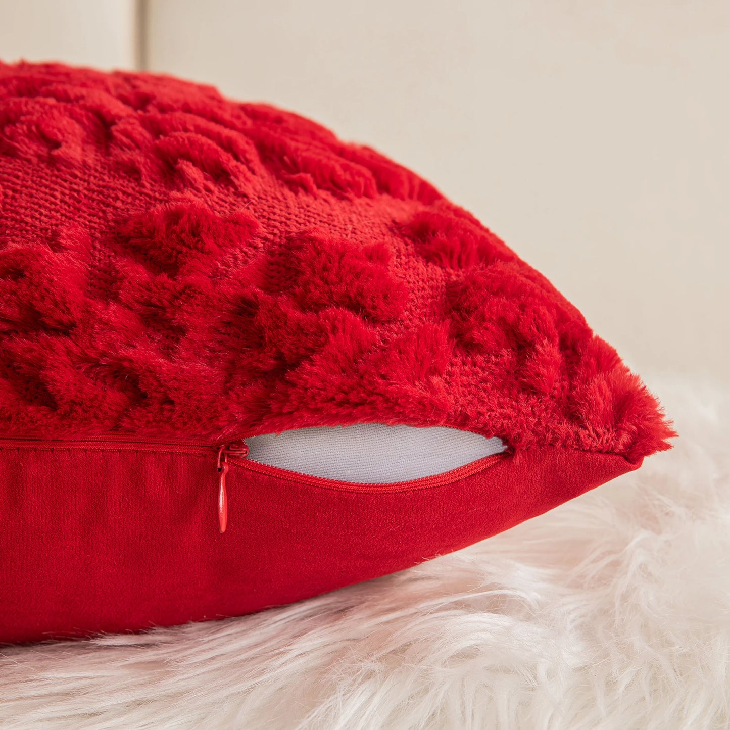 1/2 Pack Christmas Tree Square Throw Pillow Cases Snowflake Shaggy Plush PillowCases Embroidered Sofa Cushion Cover Home Decor