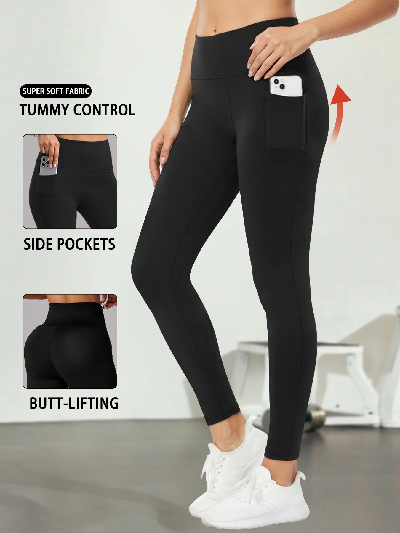 Women's Super Soft Leggings with Pockets, High Waisted Tummy Control for Yoga Workout and Casual Lounge Wear Comfort