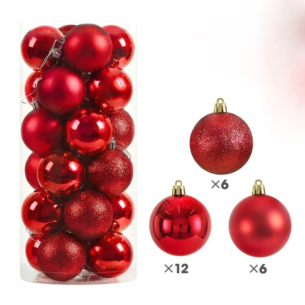 24Pcs 3/4/6CM Christmas Balls Decoration Christmas Tree Hanging Ornaments for Party Decor New Year Navidad Gift 2026 Accessories